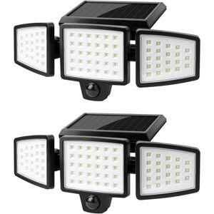 GOTRAYS 2PCS Le Solar Lights Outdoor, 74led Solar Lights Outdoor Motion Sensor 1000lm 6500k, 360 Rotatable Outdoor Solar Spotlight, Led Security Floodlight
