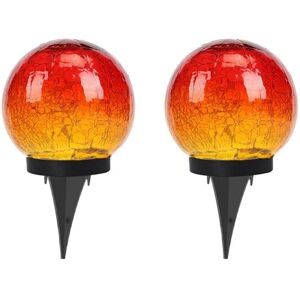 TLILY 2Pcs Solar Ball Lights Outdoor Garden Decor Cracked Glass Courtyard Decorative Pathway Lawn