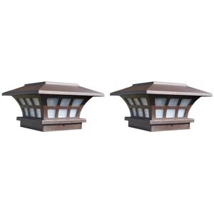 TLILY 2X Solar Post Lamp Outdoor Waterproof Column Head Light for Garden Wall Lamp Garden Fence Landscape Lamp for Gate Garden