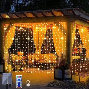 CYSLMUK 300 led Solar String Lights, Waterproof Garden Solar Fairy Lights with Remote Control and 8 Modes, usb Rechargeable (3m x 3m)
