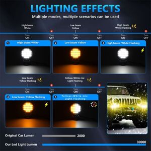 TLILY 4 Inch Round led Work Light, 2PCS 72W Flood Lamp for Offroad Vehicles Truck Tractor Cart Boat atv utv