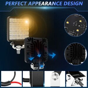 TLILY 4 Inch Square led Work Light, 2PCS 90W Flood Lamp for Offroad Heavy Equipment Vehicles Truck Tractor Cart Boat atv utv