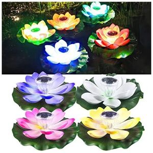 WDDNAOT 4 Pieces Floating Pond Lotus Lamp, Solar Light Sensor Lights, Outdoor Waterproof Lawn Lights, Swimming Pool Decorative Lights, Pond Lights (Color)