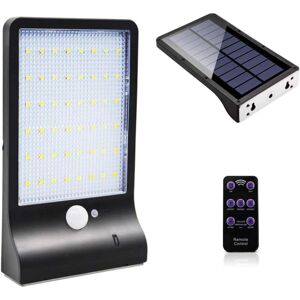 IKODM 48 led Outdoor Solar Light Dimmable Motion Sensor with Wireless Remote Control Waterproof Solar Lamp for Patio Door Black Without Pole - RWLights &