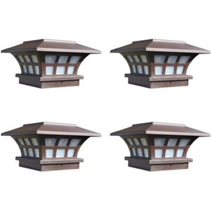 TLILY 4X Solar Post Lamp Outdoor Waterproof Column Head Light for Garden Wall Lamp Garden Fence Landscape Lamp for Gate Garden