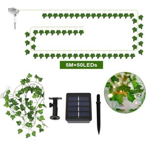 TINOR 5M 50 LEDs Solar Outdoor String Lights, Artificial Ivy String Lights for Garden, Yard, Home, Patio, Outdoor Celebration, Wedding Party Decoration,