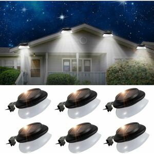 HOOPZI 6 Pack 9 led Solar Gutter Lights, 100LM Waterproof Outdoor Solar Gutter Lights for Garden Fence Eave Wall Patio Garage Sidewalk (IP55 White Light)