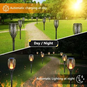 MEMKEY 6 Pack Large Solar Flame Lights Outdoor - Waterproof Solar Torch Light, Flickering Solar Flame Light for Decoration, Garden, Patio, Pathway, Lawn