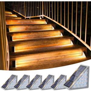 TONCHEAN 6 Pack Solar Stair Lights, IP67 Waterproof Outdoor Solar Lights, LED Outdoor Stair Lights for Garden Stairs, Steps, Front Step, Porch and Patio (Warm