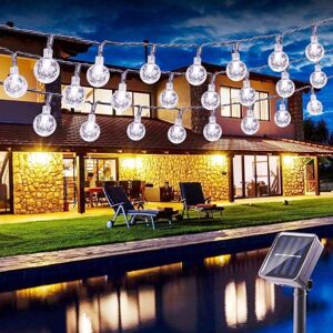 MEMKEY 6.5m 30 led Solar String Lights Outdoor Globe Solar Lights 8 Modes Waterproof Outdoor Decoration - Cool White