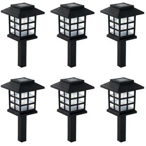 GARDEN MILE 6x Oriental Style Black & White Solar Lantern Stake Lights