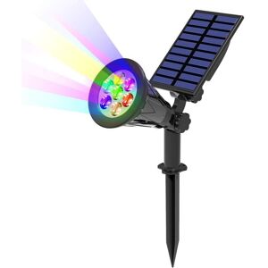 TINOR 7 led Solar Light 2Packs Solar Spotlight with 7 Colors Changing Outdoor Wireless Waterproof IP65 Garden Lamp with 180° Adjustable Outdoor Solar