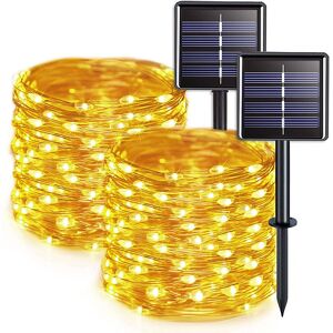 2 Pack Solar String Lights Outdoor, 12M 100 led 8 Modes Waterproof Copper Wire Solar Fairy Lights Decorative for Patio Gate Yard Trees bbq, - Alwaysh
