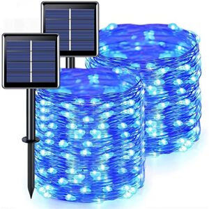 ALWAYSH Pack of 2 Solar String Lights Outdoor, 12 + 2m 100LED Solar String Lights Outdoor Waterproof 8 Modes, IP65 Protection, Outdoor Solar Decoration for