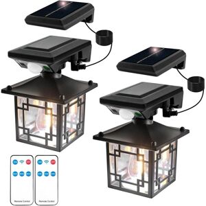 TONCHEAN Aplique solar vintage para exterior, paquete de 2, con sensor de movimiento, resistente al agua IP65, potente lámpara de pared para exterior