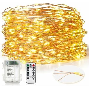 Dewdat - Battery Operated Fairy Lights, 30m 300 led Battery Operated Fairy Lights Outdoor Indoor Waterproof Copper Wire Warm White Lights for Country