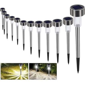 YMYNY Fliti Solar Garden Light Outdoor Ground Lamp 12 Pack Waterproof Garden Lights Wireless led Lamp Decoration Cool White Solar Outdoor Lights for