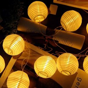 AOUGO Led Fairy Lights Lampion Deco Lamp,White Kraft Lantern - Total Length 6.5 Meters - 30 White led Balls, Solar Fairy Lights(Warm White)
