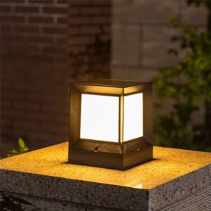 TLILY Led Solar Column Headlight Powered Pillar Lamp Outdoor Waterproof Wall Light for Courtyard Landscape Garden 10CM