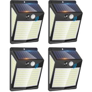 SJQKA 4 Pack Solar LED Flood Lights Outdoor with Motion Sensor, 238 LEDs, 3 Modes, IP65 Waterproof, for Garden, Yard, Patio, Garage and Wall