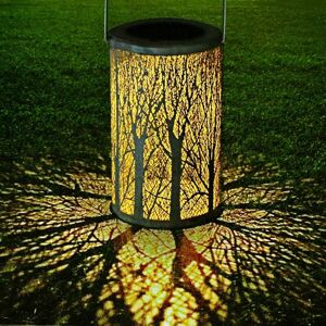 DEWDAT Led Solar Lantern, Outdoor Hanging Light Decorative Lighting Vintage Metal Waterproof IP44 of Moroccan Silhouette for Garden Patio Lawn Hallway