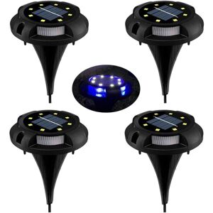 IKODM Led Solar Lawn Light, 8 led Solar Garden Spotlights 4 Pack Waterproof IP65 Decorative Lawn Lamp for Pathway Garden Patio Yard Lawn White (Natural