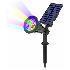 MUMU Led Solar Lights, 2 Pack Solar Spotlights with 7 Color Changing, IP65 Waterproof Wireless Outdoor Garden Lamp with 180° Adjustable Solar Spotlight