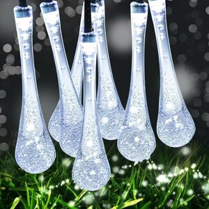 HOOPZI Led Solar String Lights, 50LED 9.5M/31FT Outdoor Garden Fairy Lights 8 Modes, Waterproof Crystal Raindrop Decorative Lights for Festival Celebrate
