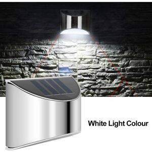 HOOPZI LED Solar Wall Light for Garden, Patio, Driveway, Fence, Stairs Stainless Steel Outdoor Waterproof Light with Motion Sensor Cool White [Energy Class