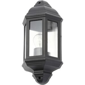Litecraft - Bangor Wall Light Outdoor Traditional Half Lantern Fitting - Black