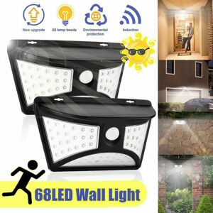 DEWDAT Lot 2pcs 68 led Solar Outdoor Wall Light Motion Detector 500LM 2200mah