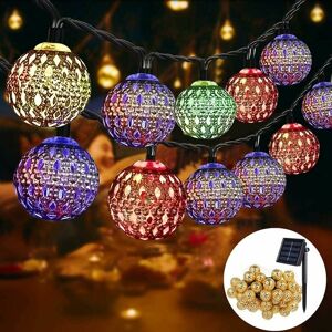 DEWDAT Moroccan Solar String Lights Outdoor, 7M 50s Golden led Hollow String Lights Outdoor, 8 Modes Waterproof Lighting for Garden, Patio, Yard, Home,