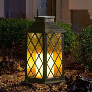 MEZHENG Outdoor Solar Garden Lantern, Halloween Hanging Lantern, led Plastic Flickering Flameless Candle Lantern with Waterproof Solar Powered Lantern