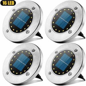 HOOPZI Outdoor Solar Light, 16 led Spot Solar Garden Lamp Waterproof IP65 Lawn Decorative Light for Path Garden Terrace Courtyard Lawn White-4 Pieces