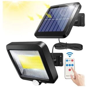 AOUGO Outdoor Solar Light, Solar Light, with Remote Control, Waterproof Motion Sensor, 100 LED IPX65 Waterproof Powerful Outdoor Solar Light for Garage,
