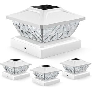 SJQKA 4 Pack Outdoor Solar Post Lights, 2 Lighting Modes, IP65 Waterproof, Compatible with 4 x 4, 4.5 x 4.5 and 5 x 5 Posts