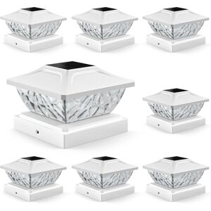 SJQKA 8 Pack Outdoor Solar Post Lights, 2 Lighting Modes, IP65 Waterproof, Compatible with 4 x 4, 4.5 x 4.5 and 5 x 5 Posts