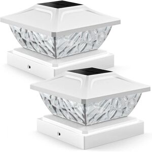 SJQKA 2 Pack Outdoor Solar Post Lights, 2 Lighting Modes, IP65 Waterproof, Compatible with 4 x 4, 4.5 x 4.5 and 5 x 5 Posts