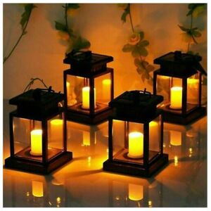 Neige - Outdoor Solar Powered Hanging Lantern Led Candle Light Garden Yard Waterproof Decorative Lamp4pcs