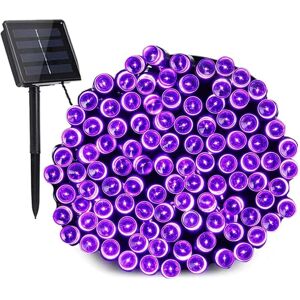 AOUGO Outdoor Solar Powered Purple Christmas String Lights 22M 200 led Waterproof String Lights 8 Modes Decorative Lights for Garden Fences Patio Yard Xmas