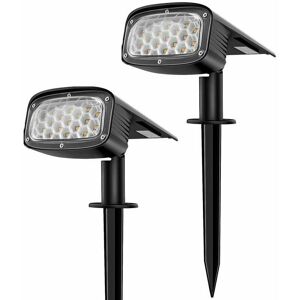 HOOPZI Outdoor Solar Spotlight, 34 LEDs Outdoor Garden Waterproof Solar Light, 3-Mode Solar Floodlight for Path, 2 pieces