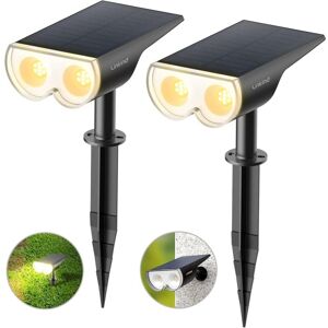 GOTRAYS Outdoor Solar Spotlight, IP67 Waterproof led Solar Light, Solar Spotlight with 2 Lighting Modes for Warm Light in Gardens, Yards, Driveways, Paths, 2