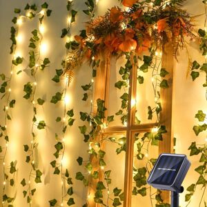 AIPERQ Outdoor Solar String Lights, 12M 100 led Solar Artificial Ivy Garland 8 Modes Waterproof Lights for Garden Balcony Patio Bedroom Wedding Decoration