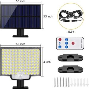 SJQKA Outdoor Solar Wall Light, 106 LED 3000lm Solar Motion Sensor Floodlight with Remote Control, 2 Pack