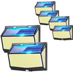 SJQKA 6pcs Outdoor Solar Wall Light, 468 LED + 2000LM, with Motion Sensor, 3 Modes, IP65 Waterproof