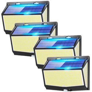 SJQKA 4pcs Outdoor Solar Wall Light, 468 LED + 2000LM, with Motion Sensor, 3 Modes, IP65 Waterproof