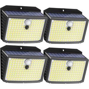 SJQKA Solar Wall Light Outdoor with Motion Sensor, 3 Lighting Modes, 158 LED Solar Powered, IP65, Suitable for Yard, Garage, Garden, Fence and Gate (4 Pack)