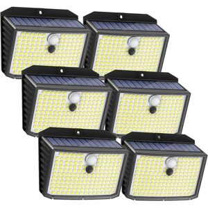 SJQKA Solar Wall Light Outdoor with Motion Sensor, 3 Lighting Modes, 158 LED Solar Powered, IP65, Suitable for Yard, Garage, Garden, Fence and Gate (6 Pack)