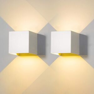 IKODM Pack led Outdoor Wall Light Modern Outdoor Wall Lamp White 20W Warm White 3000K IP65 Waterproof Square Aluminum Lighting Angle Adjustment Easy to