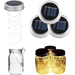IKODM Pack Mason Jar Lid String Lights Solar Waterproof 2m 20 LEDs Mood Lamp Decoration for diy led Jar, Bottle, Home, Christmas, Wedding, Party [Energy